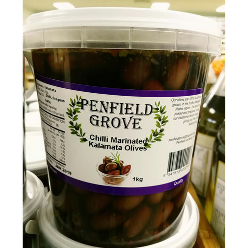 Chilli Marinated Kalamata Olives (1KG Tub)